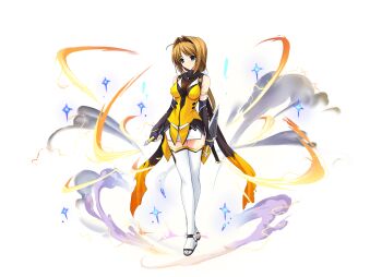 Rule 34 | 1girl, blue eyes, breasts, brown hair, choukou (alicesoft), choukou sennin haruka, dagger, dual wielding, elbow gloves, fingerless gloves, full body, gloves, hairband, holding, holding kunai, holding weapon, knife, kunai, long hair, looking at viewer, magical girl, medium breasts, ninja, official art, onigirikun, otogi frontier, reverse grip, second-party source, skirt, smoke, solo, standing, tachi-e, takamori haruka, thighhighs, transparent background, variant set, weapon, white thighhighs, zettai ryouiki