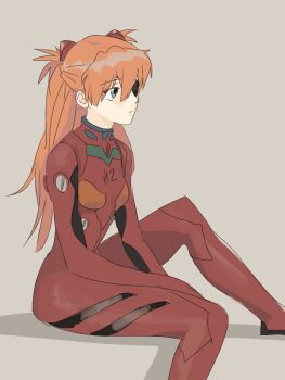 1girl bad_id bad_twitter_id between_legs bodysuit expressionless eyepatch hand_between_legs interface_headset_(evangelion) knee_up long_hair looking_to_the_side neon_genesis_evangelion rebuild_of_evangelion red_bodysuit red_hair sitting solo souryuu_asuka_langley swirl9017