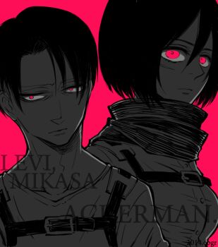 1boy 1girl affair bad_tag belt betrayal black_hair breasts character_name cheating_(relationship) disgrace disgust ebgr height_difference incest incestuous incestus infidelity jacket levi_(shingeki_no_kyojin) limited_palette looking_at_viewer mikasa_ackerman monochrome netorare netorase out_of_character pink_background pink_eyes purple_background purple_eyes scar scar_on_face scarf shingeki_no_kyojin shirt short_hair strap suspenders undercut unfaithful unworn_jacket