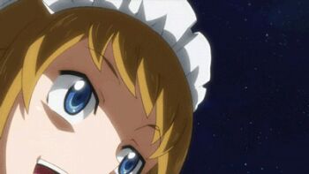 10s 1girl animated animated_gif ass bike_shorts blonde_hair blue_eyes female_focus gundam gundam_build_fighters gundam_build_fighters_try lowres solo super_fumina