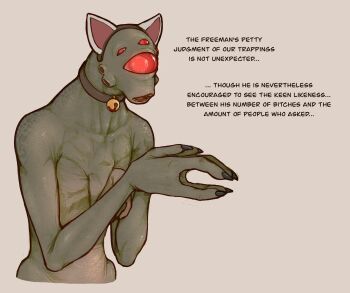 1other alien animal_ears bell cat_ears commentary crossdressing english_commentary english_text fake_animal_ears grey_background hairband half-life half-life_(series) half-life_2 highres jingle_bell milachu92 neck_bell open_mouth own_hands_together parody profanity simple_background upper_body vortigaunt