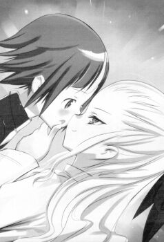 00s 2girls greyscale light_novel mika_ahonen monochrome multiple_girls official_art quality sakomizu_haruka strike_witches strike_witches:_aurora_no_majo strike_witches:_suomus_misfits_squadron ueda_hashigo world_witches_series yuri