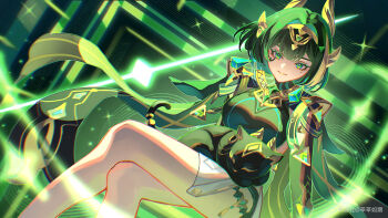 1girl absurdres animal animal_on_lap ashru_(genshin_impact) black_cat breasts cape cat closed_mouth commentary_request crossed_legs dutch_angle eye_tattoo feet_out_of_frame genshin_impact green_cape green_eyes green_hair highres large_breasts looking_at_viewer mark_under_eye mole mole_under_eye nefer_(genshin_impact) on_lap shen_shen_ruqi short_hair sitting solo tattoo usekh_collar