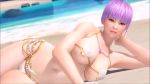 1girl 3d alternate_hairstyle animated ayane_(doa) bikini breasts dead_or_alive dead_or_alive_xtreme_3_fortune female_focus godfather_bikini large_breasts micro_bikini ninja_gaiden purple_hair shell shell_bikini swimsuit tagme thong video video