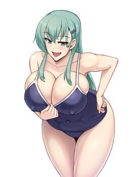 1girl breasts green_hair huge_breasts kantai_collection kawanuma_uotsuri long_hair suzuya_(kancolle)