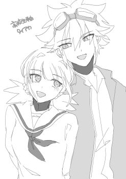 absurdres blush couple digimon digimon_xros_wars hair_ornament hairclip happy highres hinomoto_akari kudou_taiki long_hair looking_at_another orange_eyes red_hair senn_re. smile twintails