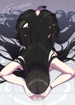 1girl anal anal_beads anal_object_insertion apologizing ass backboob bar_censor black_hair black_pantyhose blue_archive breast_press breasts censored commentary_request completely_nude dogeza hanauna humiliation large_breasts long_hair naked_dogeza nude object_insertion paid_reward_available pantyhose rio_(blue_archive) sex_toy solo submission very_long_hair watch wristwatch