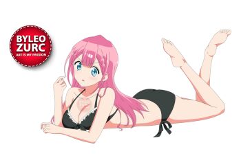 1girl barefoot blue_eyes bokutachi_wa_benkyou_ga_dekinai bra breasts feet kirisu_mafuyu leozurcxxx long_hair panties pink_hair solo swimsuit transparent_background underwear