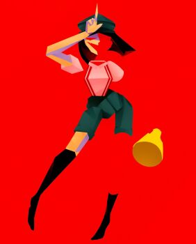 Rule 34 | 1girl, black hair, blankpapper, blunt bangs, blunt ends, bob cut, colored skin, cubism, ena: dream bbq, ena (dream bbq), ena (series), ena (species), green hat, hat, highres, meanie ena, multicolored skin, open mouth, red skin, shirt, short sleeves, simple background, smile, solo, split-color skin, two-tone skin, white shirt