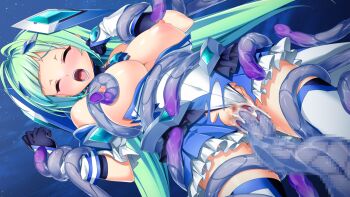 1girl aqua_hair black_gloves blood blush breast_sucking breasts breasts_out censored chest_jewel closed_eyes clothing_aside cum cum_in_pussy defloration dutch_angle exs-tia_aqua game_cg gloves green_hair hair_ornament kamitsurugi_ouka kouyoku_senki_exs-tia_concert kunijima_chiaki large_breasts large_variant_set leotard leotard_aside long_hair magical_girl mosaic_censoring night nipple_stimulation nipple_tweak nipples non-web_source official_art open_mouth pussy pussy_juice rape restrained saliva skirt sky solo star_(sky) starry_sky tentacle_sex tentacles thighhighs torn_clothes twintails vaginal variant_set very_long_hair white_leotard white_thighhighs