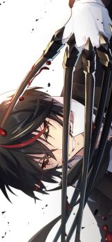 Rule 34 | artist request, bad source, black eyes, black hair, butler, demon, demon boy, demonic creature, diablo (tensura), highres, multicolored hair, red streaks, resized, streaked hair, tensei shitara slime datta ken, yellow eyes