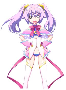 Rule 34 | 1girl, back ribbon, bandeau, bare shoulders, blank eyes, blue bandeau, blue panties, blush, chaos;head, chaos;head love chu chu!, chest ribbon, clothing cutout, cute weapon, earrings, erin-fray orgel, fingerless gloves, flat chest, frown, game cg, gloves, gold trim, hair ornament, halterneck, hands on own hips, holding, holding weapon, horns, jewelry, long hair, looking at viewer, magical girl, matsuo yukihiro, narrowed eyes, navel, nervous sweating, non-web source, off shoulder, official art, open mouth, panties, petticoat, purple hair, red ribbon, ribbon, science adventure, solo, sprite, star (symbol), star hair ornament, sweat, thighhighs, thighs, transparent background, twintails, underboob cutout, underwear, weapon, white horns, white thighhighs, zettai ryouiki