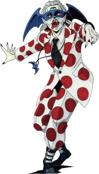 1boy absurdres beetlejuice betelgeuse_(beetlejuice) betelgeuse_(megami_tensei) black_nails black_necktie boots demon_(megami_tensei) dots facial_mark fingernails forehead_mark formal_clothes full_body grey_hair highres jewelry kazuma_kaneko male_focus marker_(medium) mask nail_polish necklace necktie official_art open_mouth pale_skin pointy_ears red_eyes retro_artstyle scan sharp_fingernails shin_megami_tensei shin_megami_tensei_ii simple_background solo suit third-party_source tongue tongue_out traditional_media transparent_background