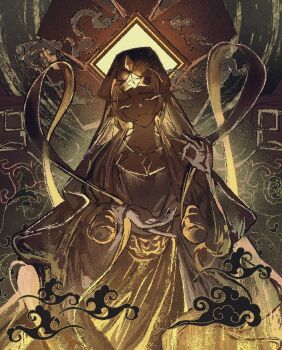 Rule 34 | 1girl, chinese clothes, cookie run, cookie run: kingdom, diamond (gemstone), long sleeves, mystic flour cookie, pale skin, pcacao, robe, solo, veil, white hair, white robe, white veil, wide sleeves