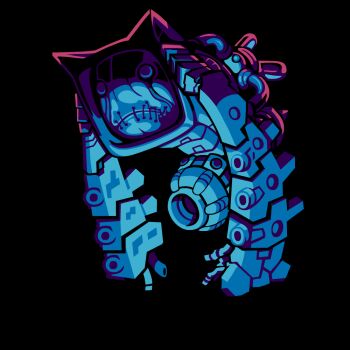 animated animated_gif armor blue_armor cable commentary creature creature_focus english_commentary floating frown glowing idle_animation looping_animation machinery marioshi64 mask mecha metroid metroid_fusion monster nightmare_(metroid) nintendo no_humans robot science_fiction simple_background spinning stitched_mouth stitches transparent_background