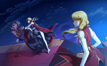 3girls artist_request bare_shoulders blonde_hair blue_eyes breasts code_geass code_geass:_lost_stories code_geass:_soubou_no_oz crying dual_persona elbow_gloves game_cg gloves green_eyes highres leotard long_hair marrybell_mel_britannia mecha_pilot_suit multiple_girls non-web_source official_art oldrin_zevon orange_hair red_leotard thighhighs white_gloves white_thighhighs zettai_ryouiki