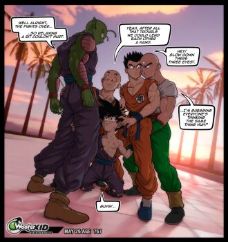 5boys animated animated_gif cum cum_on_body cum_on_upper_body dragon_ball dragonball_z ejaculation kuririn multiple_boys penis piccolo shota son_gohan tien_(dragon_ball) torn_clothes wooferkid yamcha yaoi