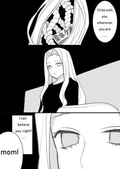 black_background black_shirt english_text eye_focus long_hair may_(2747513627) mother_and_son rope sad shirt speech_bubble