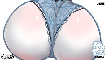 1girl absurdres artist_name ass ass_focus blue_outline blue_panties commentary dated english_commentary highres jrpencil original outline panties simple_background solo underwear underwear_only white_background