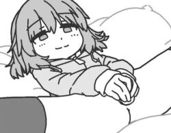 1girl animated anus ass assisted_masturbation bed bed_sheet between_legs blinking bottomless clothed_sex dildo disembodied_hand female_masturbation flat_chest greyscale hand_between_legs head_out_of_frame hood hood_down hoodie jacket legs loli long_sleeves lowres lying masturbation monochrome no_panties object_insertion on_back on_bed open_mouth original out_of_frame pillow pussy qswan sex sex_toy short_hair simple_background smile spread_legs spread_pussy sweater tagme thighhighs thighs toy trembling vaginal vaginal_object_insertion video white_background