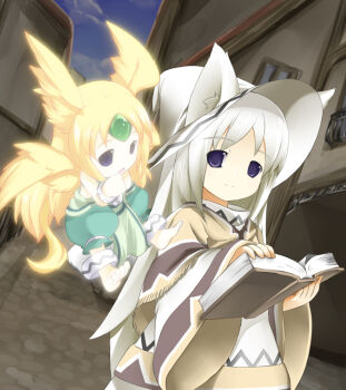 Rule 34 | animal ears, book, cat ears, fantasy, hat, head wings, original, pixiv fantasia, pixiv fantasia 1, purple eyes, shiratama dango, wings, witch hat