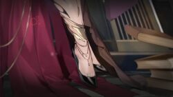 1girl 2024 ahoge animated apple areola_slip artist_request audible_music black_flower black_footwear black_gloves black_skirt book bouncing_breasts breasts candle checkered_floor closed_mouth crossed_legs crown damonica_(echocalypse) earrings echocalypse elbow_gloves eyelashes female_focus fishnet_gloves fishnets floating floating_book floating_object flower food fruit gloves grey_hair hair_between_eyes hair_intakes heart heart-shaped_pupils high_heels highres holding holding_food holding_fruit huge_breasts huge_filesize jewelry jiggle korean_commentary laughing live2d logo long_hair official_art ojou-sama_pose open_book pink_eyes revealing_clothes saliva saliva_trail sitting skirt solo sound statue symbol-shaped_pupils table tongue tongue_out video