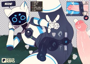 2boys absurdres anal animal_ears anus ass bellabot blue_eyes camera carrefour cat_boy cat_ears commentary cum cum_in_ass english_commentary foreskin furry furry_male furry_with_non-furry gameplay_mechanics highres humanoid_robot interspecies kerfus large_penis looking_at_viewer male_focus male_penetrated multiple_boys penis personification ra4s robophilia robot robot_boy shiny_skin solo_focus spread_anus spread_legs testicles trap w x-ray yaoi