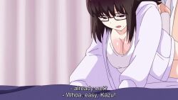 1girl 2boys ahegao animated anime_screenshot ass beer_can black_hair blonde_hair blush bottomless bouncing_breasts breasts camisole can clothes_pull computer doggystyle drink_can fucked_silly glasses grabbing_another's_breast grabbing_from_behind groping highres hitozuma_no_kuchibiru_wa_kan_chuuhai_no_aji_ga_shite jacket kanzaki_miki_(hitozuma_no_kuchibiru_wa_kan_chuuhai_no_aji_ga_shite) laptop lips male_masturbation masturbation mole mole_under_eye multiple_boys nipples no_bra no_panties open_clothes open_jacket open_mouth sex sex_from_behind short short_hair shorts shorts_pull smile sound subtitled tagme teeth thighs tongue tongue_out torso_grab tsuyoshi_(hitozuma_no_kuchibiru_wa_kan_chuuhai_no_aji_ga_shite) vaginal video video_call voyeurism white_camisole white_jacket