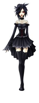 1girl absurdres black_boots black_dress black_hair black_hat black_skirt boots breasts detached_sleeves dress gen_2_pokemon hair_over_one_eye hat highres lace-up_boots lipstick looking_at_viewer makeup mini_hat murkrow nintendo personification pokemon pokemon_(creature) red_eyes silverlighta skirt small_breasts solo thigh_boots white_background