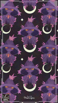 Rule 34 | character name, colored sclera, crescent, diamond (shape), gen 4 pokemon, ghost, hat, highres, looking at viewer, meme (sleepsheep), mismagius, nintendo, no humans, pokemon, pokemon (creature), pokemon focus, red eyes, witch hat, yellow eyes, yellow sclera