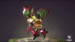 3d animated antennae bug claws digimon digimon_(creature) exoskeleton flying grass green_eyes spikes tentomon video