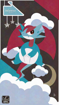 Rule 34 | brown eyes, claws, closed mouth, cloud, crescent moon, dragon, fang, gen 3 pokemon, highres, meme (sleepsheep), moon, nintendo, no humans, pokemon, pokemon (creature), pokemon focus, red wings, salamence, skin fang, star (symbol), tail, wings