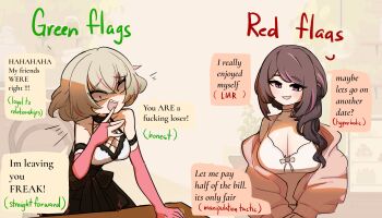 2girls :d absurdres bare_shoulders blonde_hair breasts bridal_gauntlets brown_hair centurii-chan commentary comparison constricted_pupils elbow_gloves english_text fang gesugao gloves hair_over_shoulder highres himemiya_rie jacket large_breasts laughing long_hair long_sleeves medium_breasts medium_hair multicolored_hair multiple_girls off_shoulder open_mouth original phase_connect pink_eyes pink_gloves pink_hair pink_jacket puffy_long_sleeves puffy_sleeves rinkou_ashelia shaded_face smile speech_bubble streaked_hair two-tone_hair virtual_youtuber