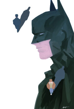 2boys batman batman_(series) black_bodysuit black_cape black_hair bodysuit bruce_wayne cape cowl dc_comics green_lantern_(series) hal_jordan highres large_pectorals male_focus mask multiple_boys muscular muscular_male pectorals short_hair superhero_costume taut_bodysuit who_thehell_is