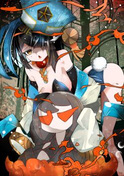 1girl absurdres adapted_costume animal_ears ass bent_over black_hair breasts brown_eyes commentary_request fake_animal_ears fake_tail fate/grand_order fate_(series) hair_over_one_eye highres kitsunebi44410 lady_yu_doll looking_at_viewer mole mole_under_eye open_mouth playboy_bunny rabbit_ears rabbit_tail shaded_face short_hair small_breasts solo tail xu_fu_(fate) xu_fu_(first_ascension)_(fate)