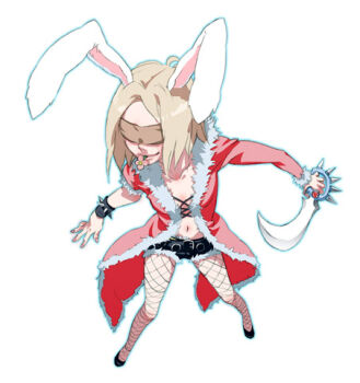 1girl animal_ears asymmetrical_sleeves black_shoes black_shorts blindfold blonde_hair bracelet breasts closed_mouth coat dagger fishnet_pantyhose fishnets flower flower_in_mouth full_body fur-trimmed_coat fur-trimmed_shorts fur_trim holding holding_dagger holding_knife holding_weapon jewelry knife lowres moni navel open_clothes open_coat pantyhose pink_flower rabbit_ears rabbit_girl ragnarok_online red_coat rogue_(ragnarok_online) shoes short_hair short_shorts shorts simple_background small_breasts smile solo spiked_bracelet spikes standing uneven_sleeves weapon white_background