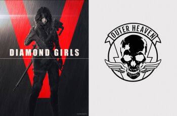 Rule 34 | 1girl, artist request, female focus, gun, logo, metal gear (series), metal gear solid v: the phantom pain, skull, soldier, weapon