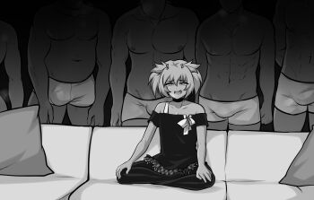 6+boys :d abs absurdres aldharoku ansatsu_kyoushitsu bare_shoulders bulge collarbone couch highres male_underwear meme multiple_boys open_mouth pantyhose pillow piper_perri_surrounded_(meme) reference_request shiota_nagisa shirt short_hair short_sleeves sitting smile trap underwear yaoi