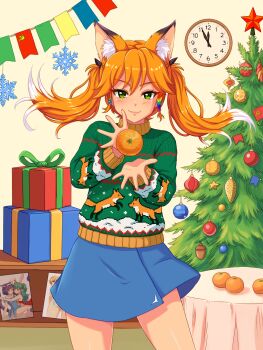 1girl animal_ears eon fox_ears green_eyes huyase marina_sidorova orange_hair