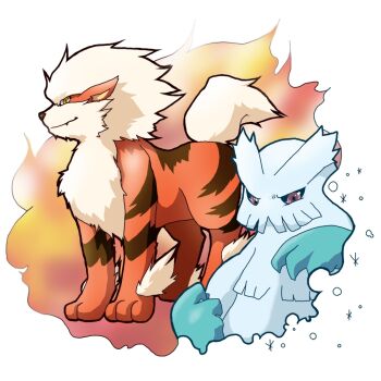 Rule 34 | abomasnow, ao niwatori, arcanine, brown eyes, dog, fire, gen 1 pokemon, gen 4 pokemon, nintendo, orange eyes, pokemon, pokemon (creature), smile