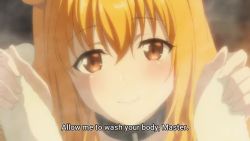1boy 1girl animated anime_screenshot ass ass_grab bath bathing blonde_hair breasts grabbing_another&#039;s_breast grinding groping groping_breast huge_breasts isekai_meikyuu_de_harem_wo kaga_michio nipples nude roxanne_(isekai_meikyuu_de_harem_wo) sex_slave slave soap_bubbles sound tagme tail towel undressing video