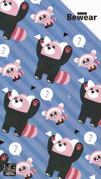 ? animal_focus bear bewear closed_mouth evolutionary_line gen_7_pokemon highres meme_(sleepsheep) nintendo no_humans pokemon pokemon_(creature) pokemon_focus smile speech_bubble spoken_question_mark stufful tail