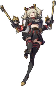 Rule 34 | 1girl, ;d, belt, black gloves, black jacket, black skirt, black tube top, boots, breasts, burnice white, crop top, eyewear on head, fingerless gloves, flamethrower, full body, gloves, high-waist skirt, high heel boots, high heels, highres, holding, holding flamethrower, holding weapon, jacket, large breasts, leather, leather jacket, light brown hair, long sleeves, looking at viewer, miniskirt, official art, one eye closed, open mouth, pleated skirt, red-tinted eyewear, red eyes, short hair, skirt, smile, solo, spiked belt, spiked jacket, stomach, strapless, sunglasses, thigh belt, thigh boots, thigh strap, thighhighs, tinted eyewear, transparent background, tube top, two side up, weapon, white background, zenless zone zero, zettai ryouiki