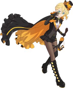 Rule 34 | 1girl, artist request, black boots, black cape, black gloves, black hat, black ribbon, black umbrella, blonde hair, blue eyes, boots, cape, closed mouth, closed umbrella, edna (tales), elbow gloves, full body, game cg, gloves, hat, highres, holding, holding umbrella, looking at viewer, medium hair, monocle, normin (tales), official alternate costume, official art, ribbon, smile, solo, tales of (series), tales of asteria, tales of zestiria, third-party source, transparent background, umbrella