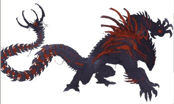 claws full_body highres monster monster_focus original prehensile_tail ridiy_vortep scales segmented_tail simple_background spines tail white_background