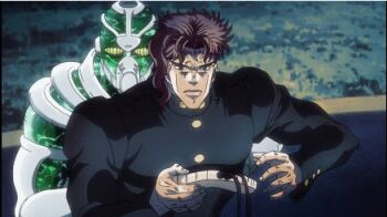 1boy animated animated_gif controller jojo_no_kimyou_na_bouken kakyoin_noriaki lowres stand_(jojo) stardust_crusaders