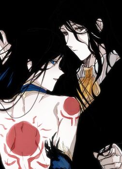 1girl backless_outfit black_hair blue_eyes castlevania:_order_of_ecclesia castlevania_(series) konami long_hair shanoa_(castlevania)