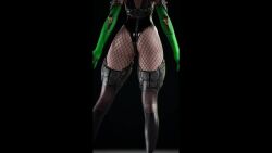 1girl 3d animated ass ass_focus ass_shake audible_music back_cutout black_hair black_leotard bouncing_ass breasts brown_hair clothing_cutout detached_collar elbow_gloves fishnet_pantyhose fishnets freyna_(the_first_descendant) bad_tag gloves holding_own_arm green_eyes green_gloves hair_tie hairdressing headgear highres huge_ass jiggle leotard looking_at_viewer mask medium_breasts multiple_views music official_art pantyhose ponytail revealing_clothes sound straight_hair the_first_descendant thick_lips thick_thighs thighs thong_leotard ultimate_freyna_(the_first_descendant) video video_game walking wide_hips