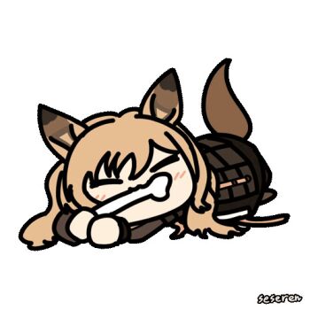 1girl animal_ears animated animated_gif arknights bone ceobe_(arknights) fox_ears fox_girl fox_tail long_hair lowres seseren tail tail_wagging