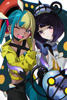2girls canari_(pokemon) chandelure eelektross gen_5_pokemon gwynn_(pokemon) multiple_girls myuga66666 nintendo pokemon pokemon_(creature) pokemon_legends:_z-a